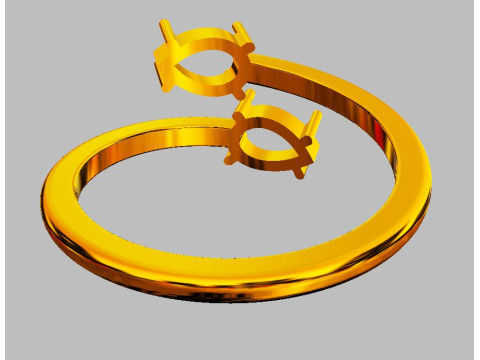 Gemstone Open Ring 3Dプリントモデル