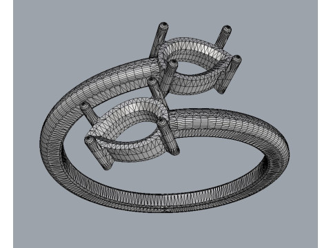 Gemstone Open Ring 3Dプリントモデル