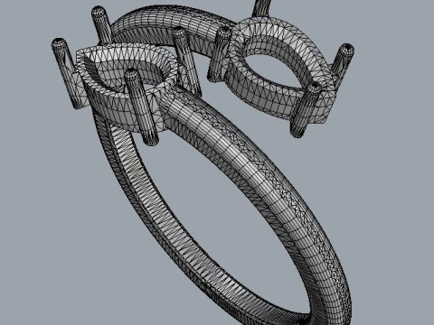 Gemstone Open Ring 3D Print Model