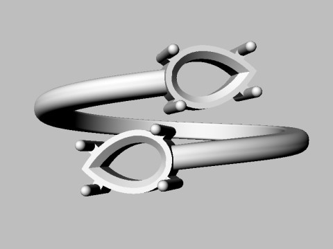 Gemstone Open Ring 3Dプリントモデル