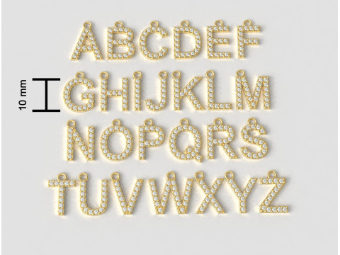 Diamond Alphabet Pendants - 10mm 3D Print Model