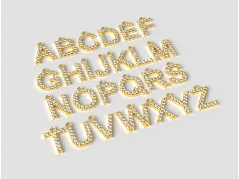 Diamond Alphabet Pendants - 10mm 3D Print Model