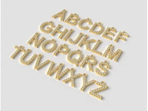 Diamond Alphabet Pendants - 10mm 3D Print Model
