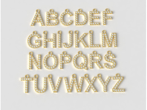 Diamond Alphabet Pendants - 10mm 3D Print Model