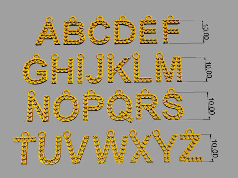 Diamond Alphabet Pendants - 10mm 3D Print Model