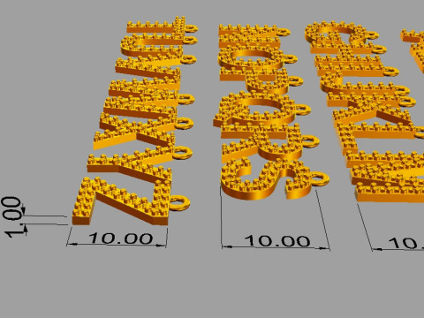 Diamond Alphabet Pendants - 10mm 3D Print Model
