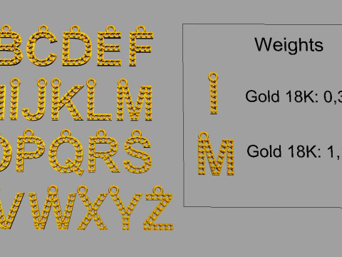 Diamond Alphabet Pendants - 10mm 3D Print Model