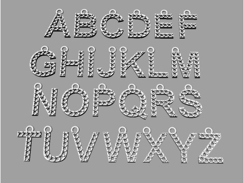 Diamond Alphabet Pendants - 10mm 3D Print Model