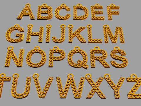 Diamond Alphabet Pendants - 10mm 3D Print Model