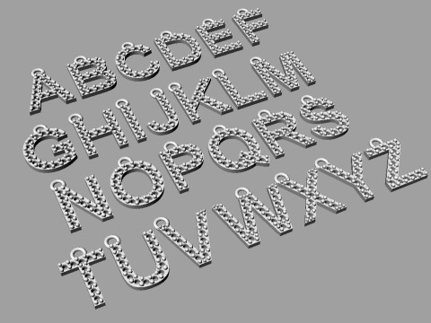 Diamond Alphabet Pendants - 10mm 3D Print Model