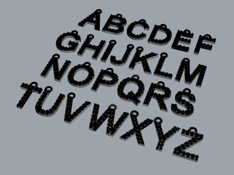 Diamond Alphabet Pendants - 10mm 3D Print Model