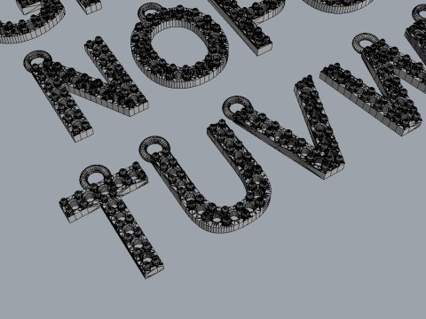Diamond Alphabet Pendants - 10mm 3D Print Model