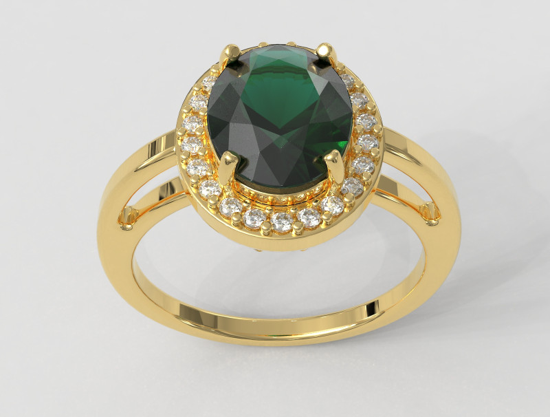 Classic Oval Gemstone Ring 3D Print Model .c4d .max .obj .3ds .fbx .stl .blend 