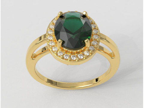 Classic Oval Gemstone Ring 3D Print Model