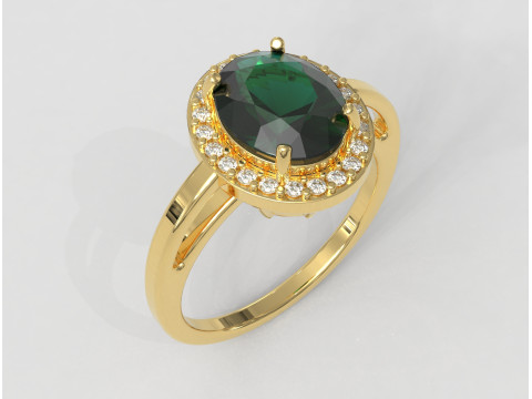 Classic Oval Gemstone Ring 3D Print Model