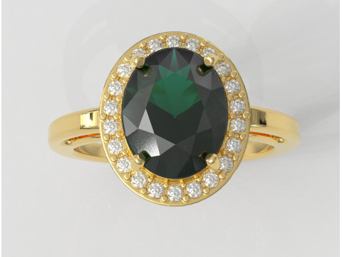 Classic Oval Gemstone Ring 3D Print Model