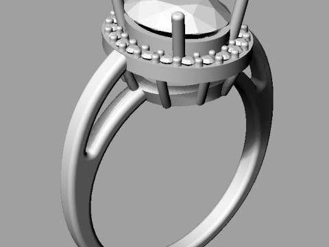 Classic Oval Gemstone Ring 3D Print Model