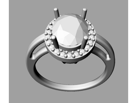 Classic Oval Gemstone Ring 3D Print Model
