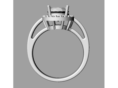 Classic Oval Gemstone Ring 3D Print Model