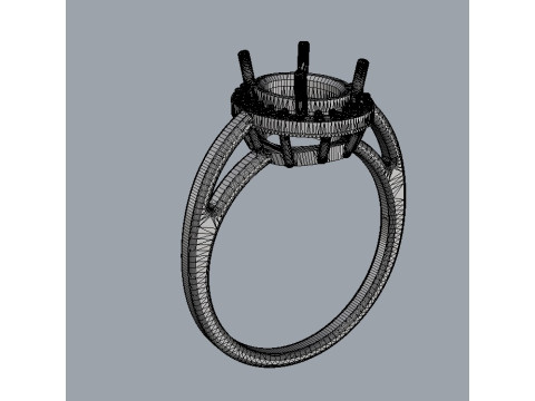 Classic Oval Gemstone Ring 3D Print Model