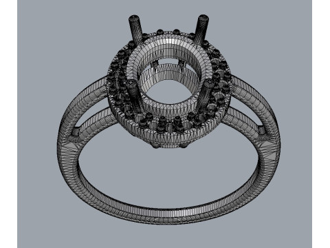 Classic Oval Gemstone Ring 3D Print Model