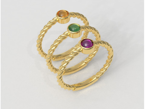 4mm Gemstone Ring - Rope Texture 3D प्रिंट मॉडल
