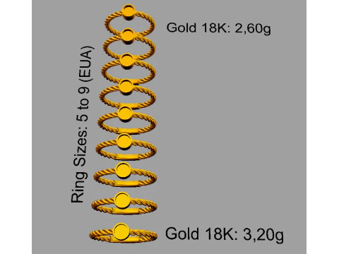 4mm Gemstone Ring - Rope Texture 3D Print Model