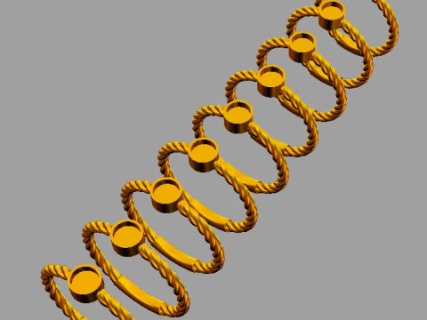 4mm Gemstone Ring - Rope Texture 3D प्रिंट मॉडल
