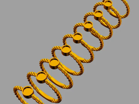 4mm Gemstone Ring - Rope Texture 3D Print Model