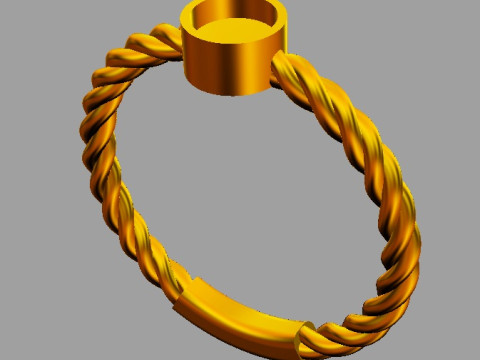 4mm Gemstone Ring - Rope Texture 3D प्रिंट मॉडल