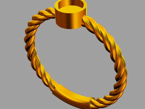 4mm Gemstone Ring - Rope Texture 3D Print Model