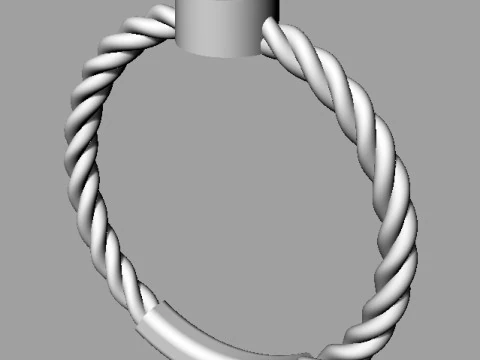 4mm Gemstone Ring - Rope Texture 3D Print Model