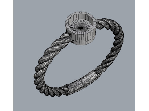 4mm Gemstone Ring - Rope Texture 3D प्रिंट मॉडल