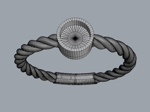 4mm Gemstone Ring - Rope Texture 3D प्रिंट मॉडल