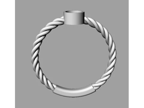 4mm Gemstone Ring - Rope Texture 3D Print Model