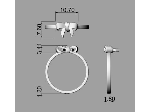 Bow Knot Ring 3D Print Model