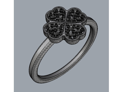 Clover Diamond Ring Modelo de impresión 3D