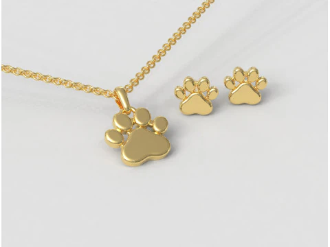 Подвеска и серьги в виде лапы 3D Принт Модель