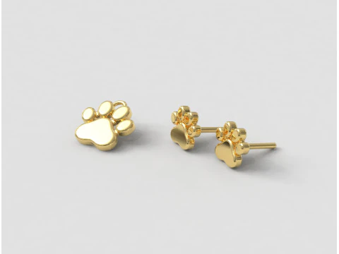 Paw Pendant and Earrings 3D Print Model