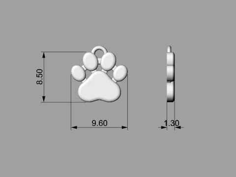 Paw Pendant and Earrings 3D Print Model