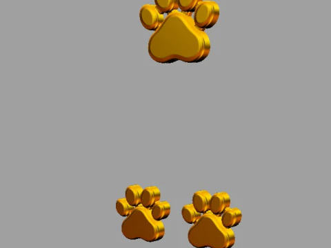 Paw Pendant and Earrings 3D Print Model