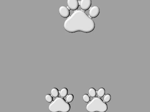 Paw Pendant and Earrings 3D Print Model