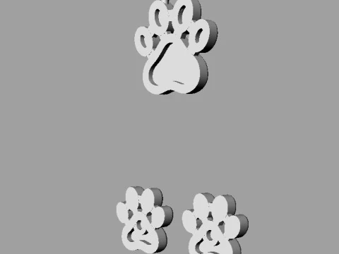 Paw Pendant and Earrings 3D Print Model