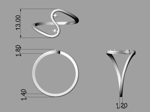 Модне кільце з діамантом 3D Принт Модель