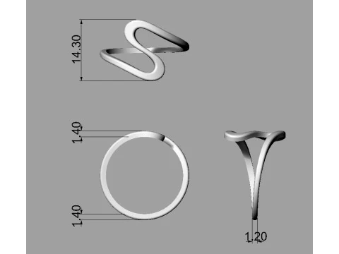 Wave Ring 3D Print Model