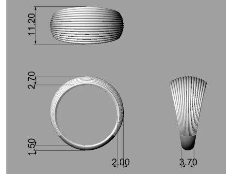Cincin Tekstur Cangkang Model Cetak 3D