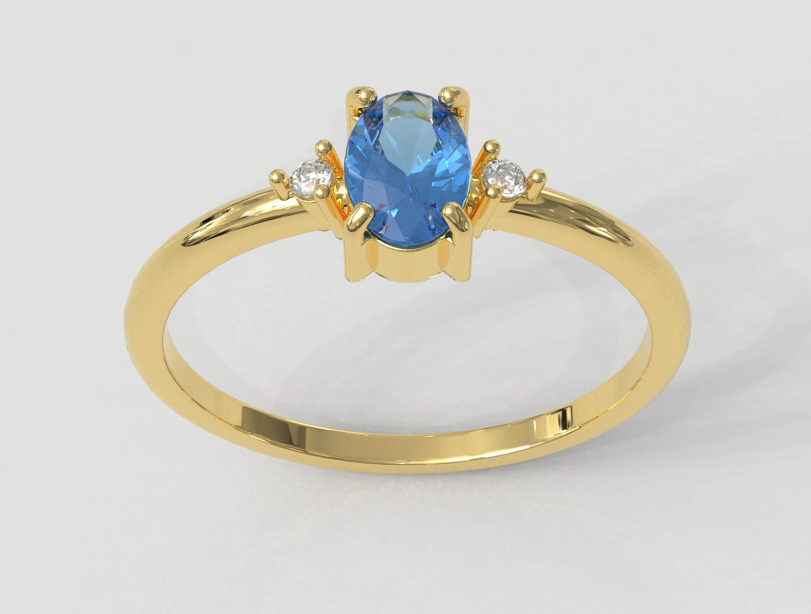 Oval Gemstone Classic Ring 3D Print Model .c4d .max .obj .3ds .fbx .stl .blend 
