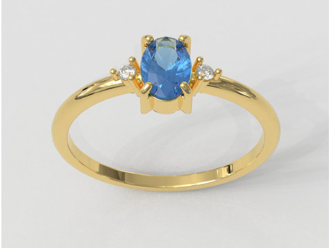Oval Gemstone Classic Ring Modelo de Impressão 3D