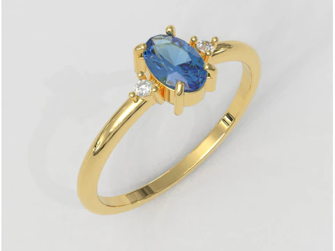 Oval Gemstone Classic Ring 3D Print Model