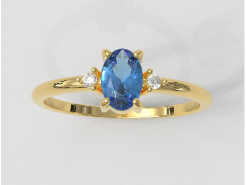 Oval Gemstone Classic Ring 3D-Druckmodell